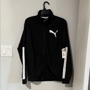 Puma Black Track Jacket with White Accents